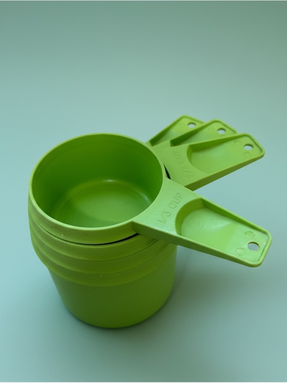 Vintage 1970s Tupperware Apple Green Measuring Cup 4 pc.